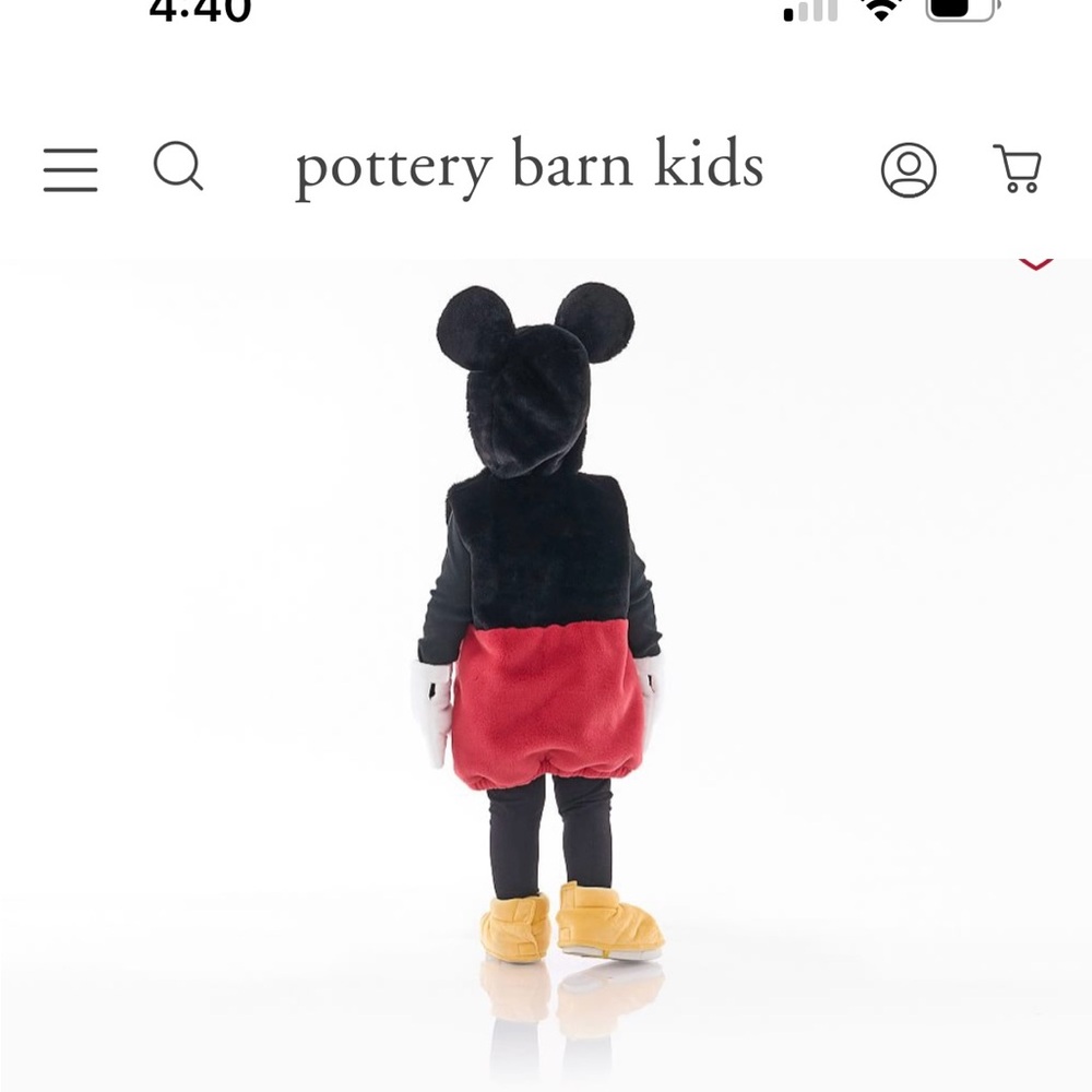 Pottery Barn Kids Mickey Mouse Costume - Black, Red, Yellow, White